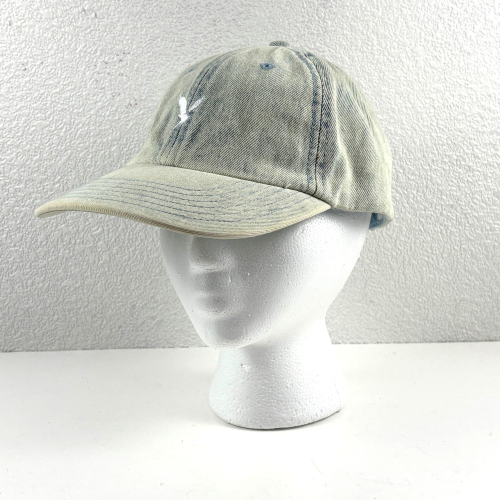 American Eagle Denim Baseball Cap Mens OS Light Blue Acid Wash‎ Hat Streetwear
